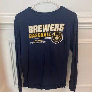Navy Milwaukee Brewers 2018 Postseason Long Sleeve